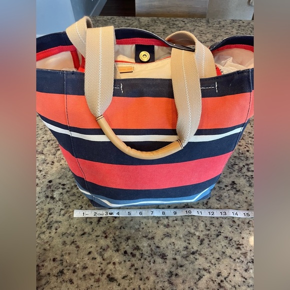Gap Striped leather trimmed Canvas Tote Bag - Picture 4 of 6